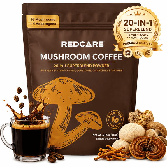 MAJUNES Organic Mushroom Coffee Powder Supplements Premium Arabica Coffee with Lion's Mane, Reishi, Chaga, Cordyceps, instant adaptogenic mushroom coffee for Focus, 6.35oz - 30 Servings
