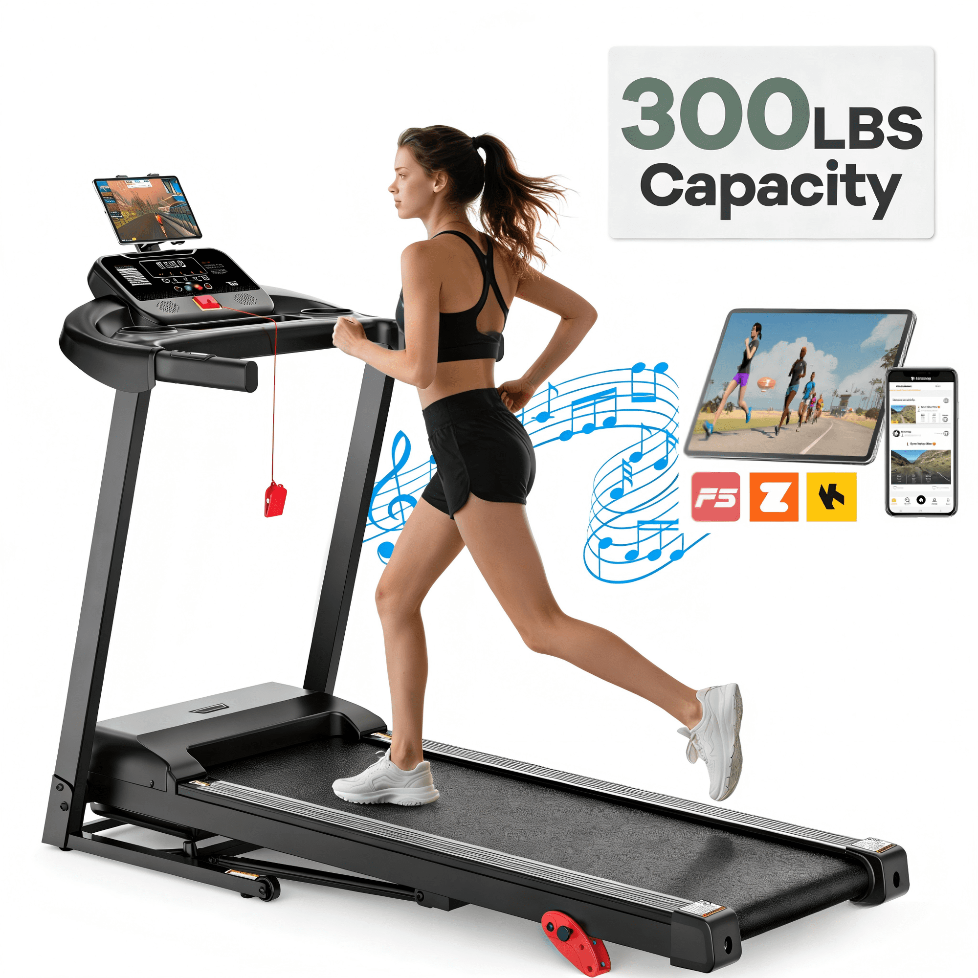 WNANEEZ Portable Treadmill with Incline, 3.25HP Walking Pad with Handle Bar, 3-in-1 Foldable Treadmill for Home Office Small Space with Quiet Brushless, 300 LBS Capacity
