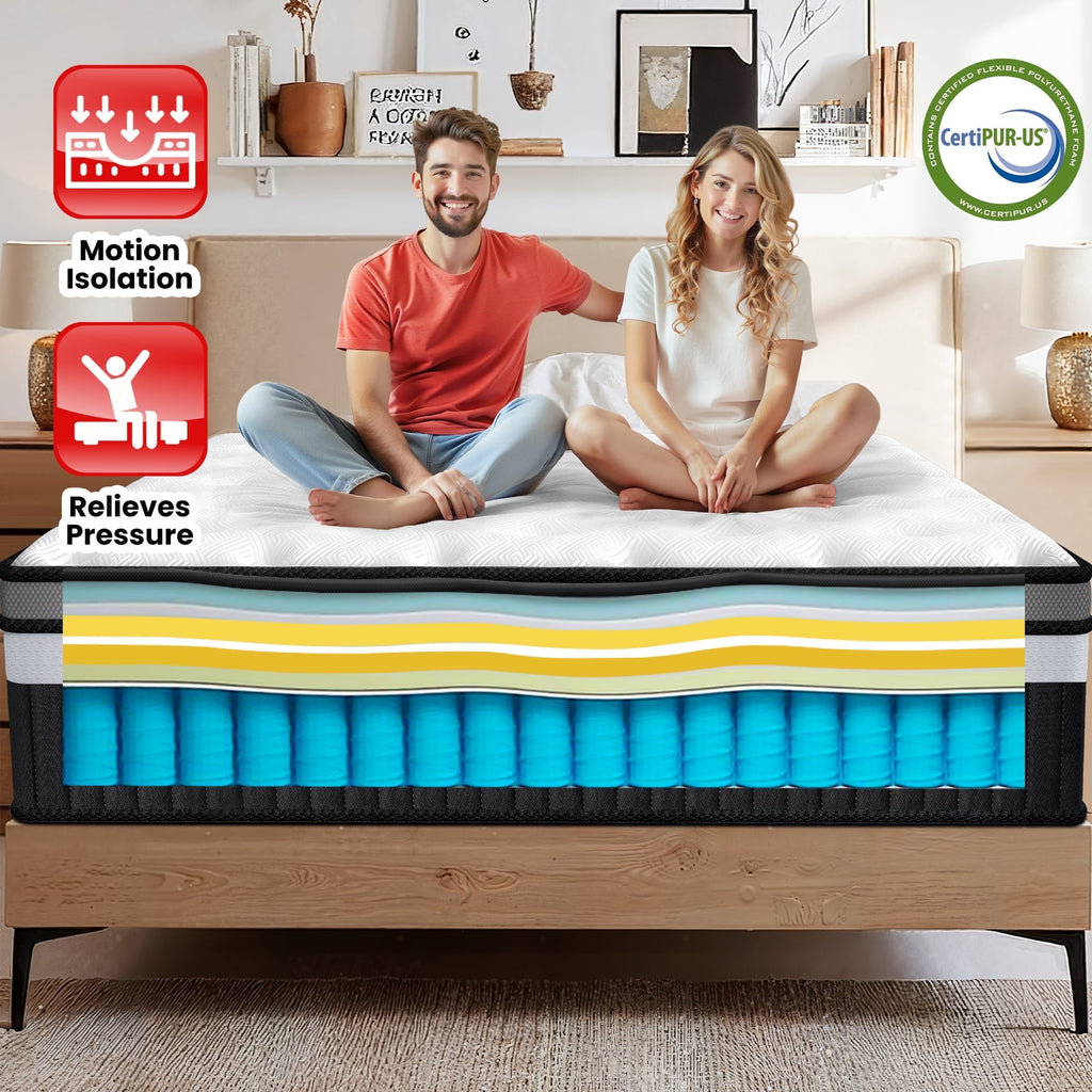 Qvamodo Queen Mattress, 14 Inch Memory Foam Mattress in a Box, Gel-Infused for Cool Breathable Sleep, Pressure Relief & Support, Medium Firm, CertiPUR-US Certified
