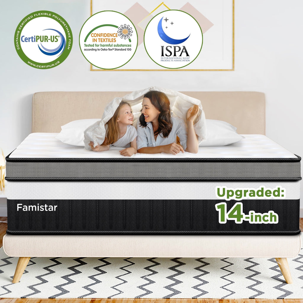 MAJUNES Queen Mattress, 14" Cooling Memory Foam Mattress in a Box, CertiPUR-US Certified, Queen