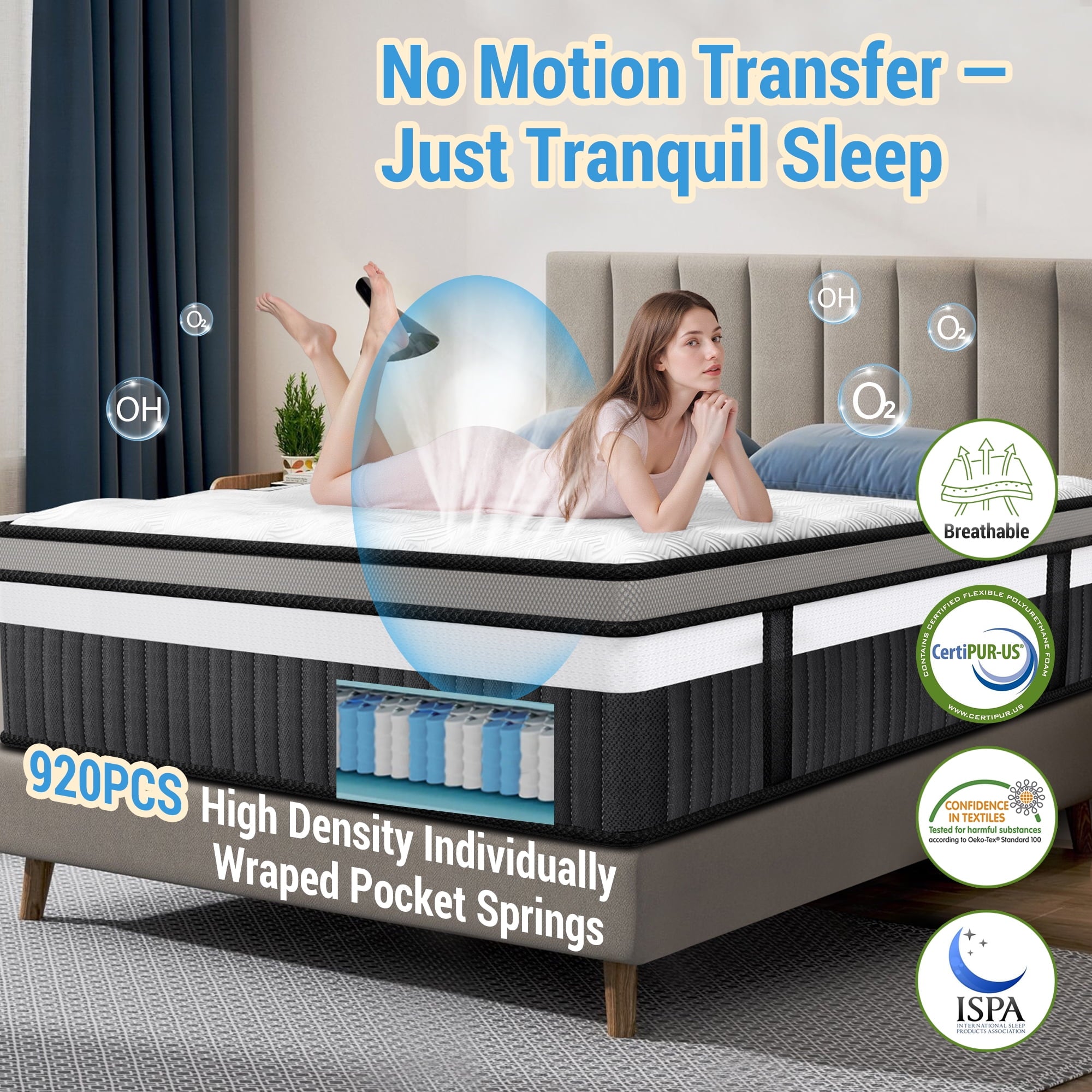Qvamodo Queen Size Mattress, 14 Inch Gel Memory Foam King Mattress for Cooling Night & Pressure Relief, Medium Plush Feel with Motion Isolating