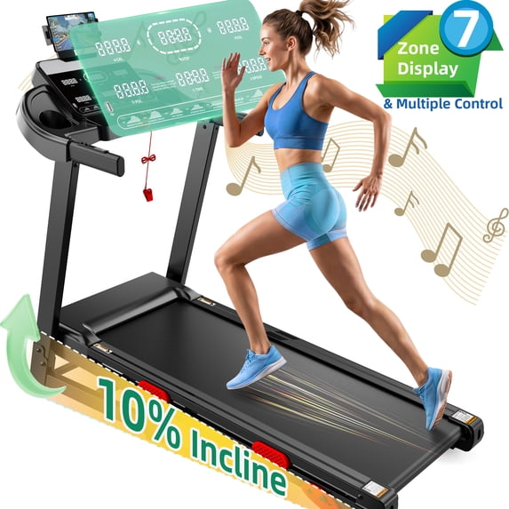 Qvamodo Home Folding Treadmills with 10% Incline, 0.6–9 MPH Speed, Ultra Quiet Brushless Motor, 330 lb Capacity, Walking Pad Treadmill, Caminadora Electrica Para Casa
