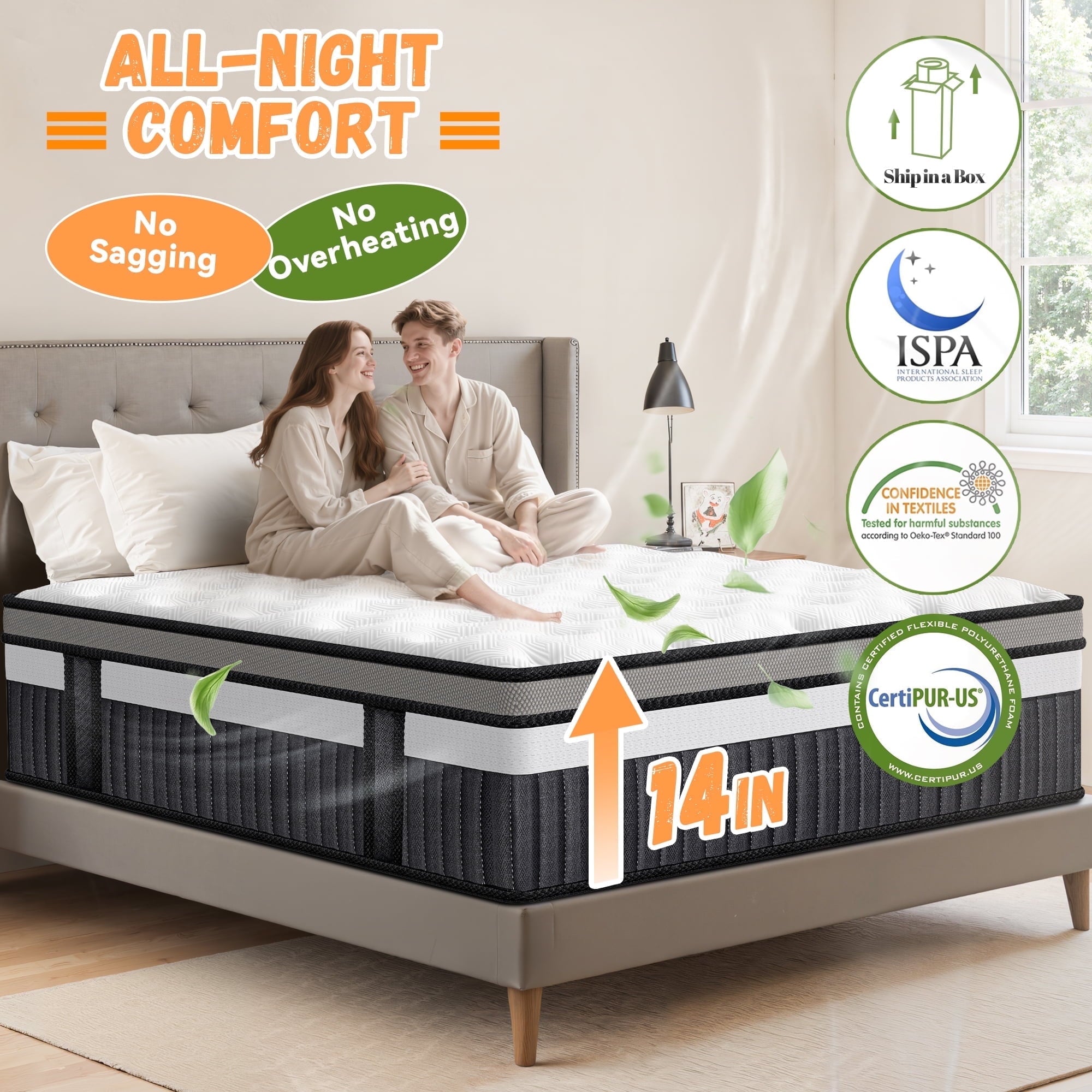Qvamodo 14 in King Size Mattress, Cooling Memory Foam Mattress for Comfort Sleep & Pressure Relief, Mattress in a Box, Medium Firm, Motion Isolating, CertiPUR-US Certified