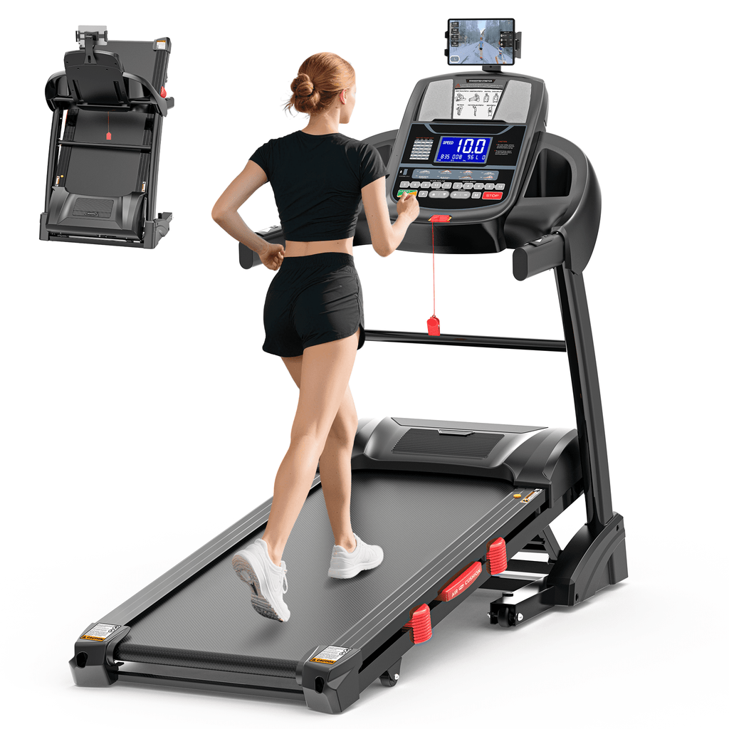 Qvamodo Treadmill 300 lb Capacity, 4.5 HP Folding Treadmill with Incline, Treadmills for Home w/ 50" x 18" Ultra-Wide Tread Belt Electric Walking Exercise Machine Running Treadmill for Home Gym
