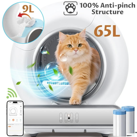 FaayFian Self-Cleaning Cat Litter Box, Automatic Litter Box with APP Remote Control & Health Monitoring, Safety Sensors & Deodorizing System, 18LBS Weight Capacity, Litter Box for Multi-Cat