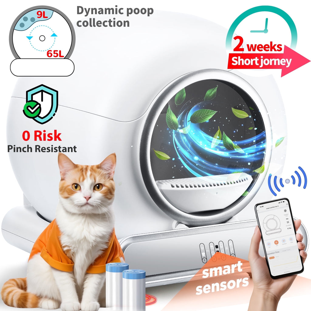 FaayFian Smart Self-Cleaning Cat Litter Box with Odor Control, App Control, UV Sterilization & Safety Sensors, 19.8 Gal Drum, Fits Up to 22 lb Cats