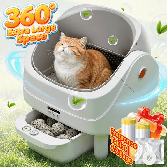 ZEJIXO Self Cleaning Litter Box, Smart Automatic Cat Litter Box w/ WiFi APP & Panel Control, Open Top Design, Safety Sensor, UV Odor Control, 100L Large Capacity, Quiet Operation for Multiple Cats