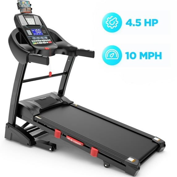 MAJUNES Smart App Controlled Treadmill, 4.5HP Quiet Folding Treadmill with 15% Incline, 64 Programs, 300LB Capacity, Bluetooth Speaker