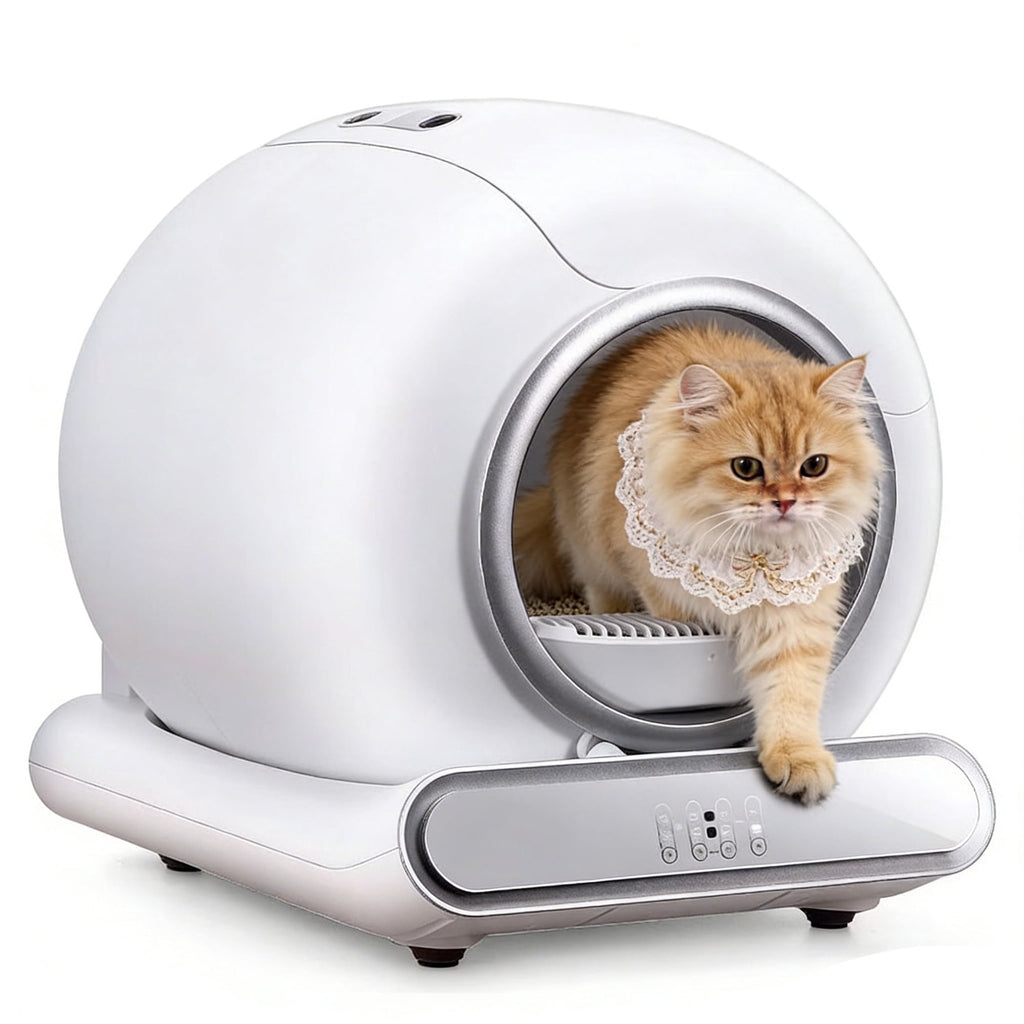 WNANEEZ Smart Automatic Cat Litter Box, Self-Cleaning, Multi-Cat Friendly, Odor-Removing, APP Controlled, White