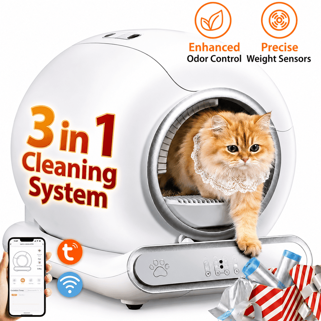 WNANEEZ Automatic Self-Cleaning Cat Litter Box with APP Control, Health Monitoring, 65L Large Capacity, Odor Control, Anti-Pinch Safety Protection for Multi-Cat Homes