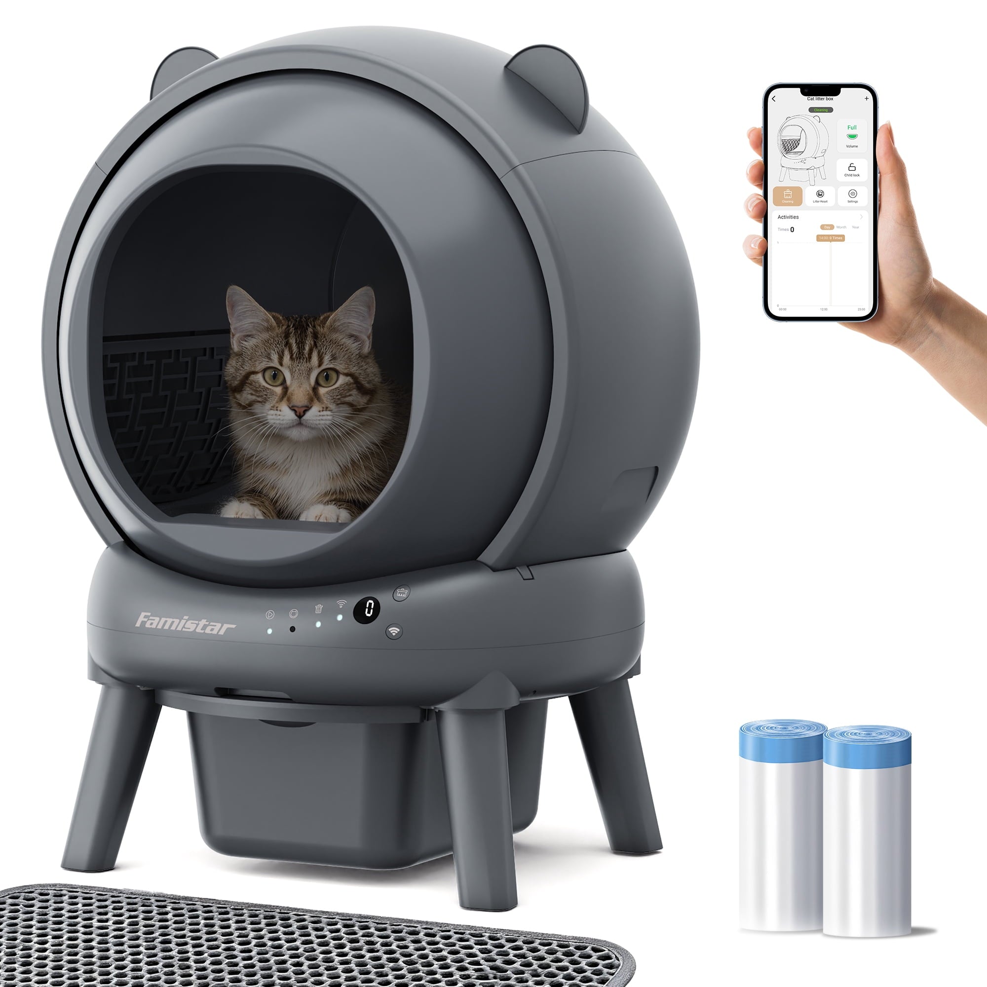 FaayFian Store Smart Self-Cleaning Cat Litter Box with App Control, Automatic Cleaning, 8 Safety Sensors, 100L Large Capacity, 35dB Quiet Operation, for Cats up to 33 lbs