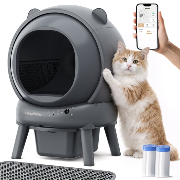 FaayFian Automatic Self-Cleaning Cat Litter Box, Smart App Control, 8 Sensor Safety Protection, 100L Large Interior, 15L Waste Bin, Low Noise 35dB, for Multi-Cat Homes