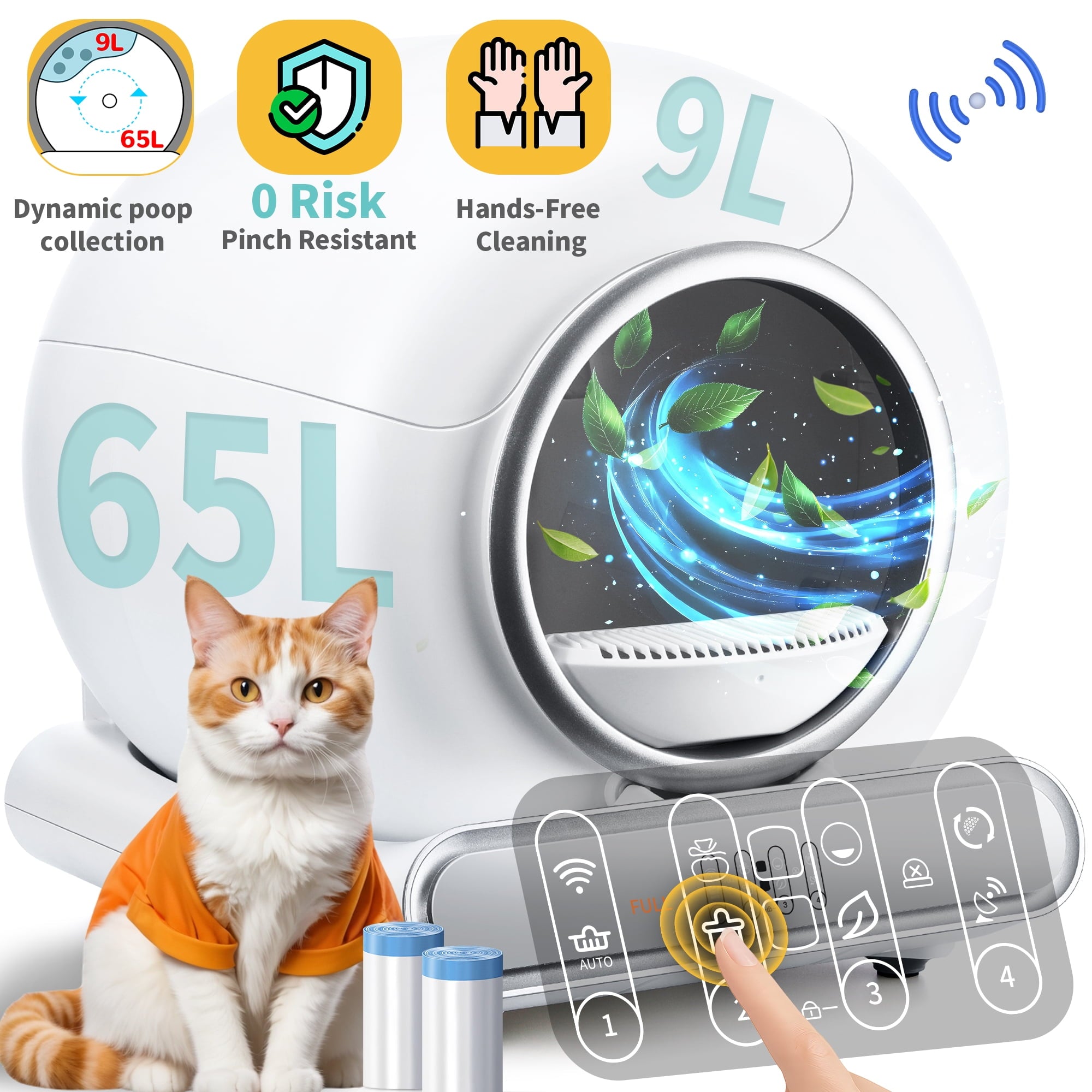 FaayFian Smart Self-Cleaning Cat Litter Box with Odor Control, App Control, UV Sterilization & Safety Sensors, 19.8 Gal Drum, Fits Up to 22 lb Cats