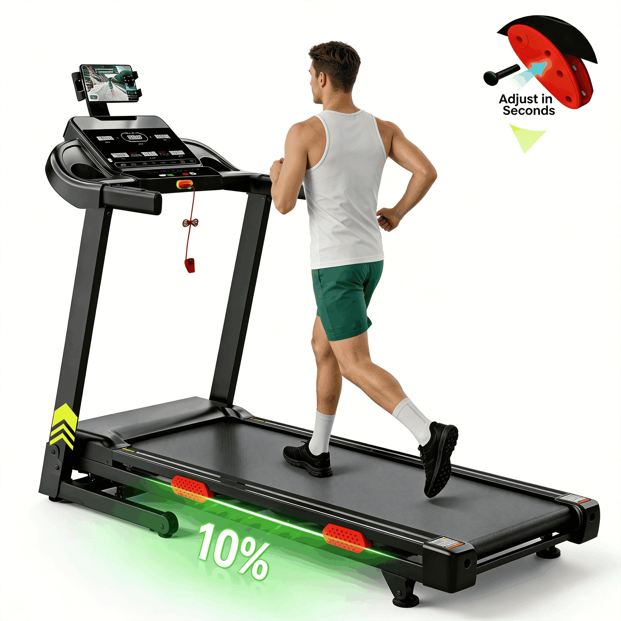 ODYAAZ Treadmill with 10% Incline, 300-330lbs Treadmills with Handlebar for Home,Treadmill for Home small space, Walking Pads Work with APP, Exercise treadmill,Free Course