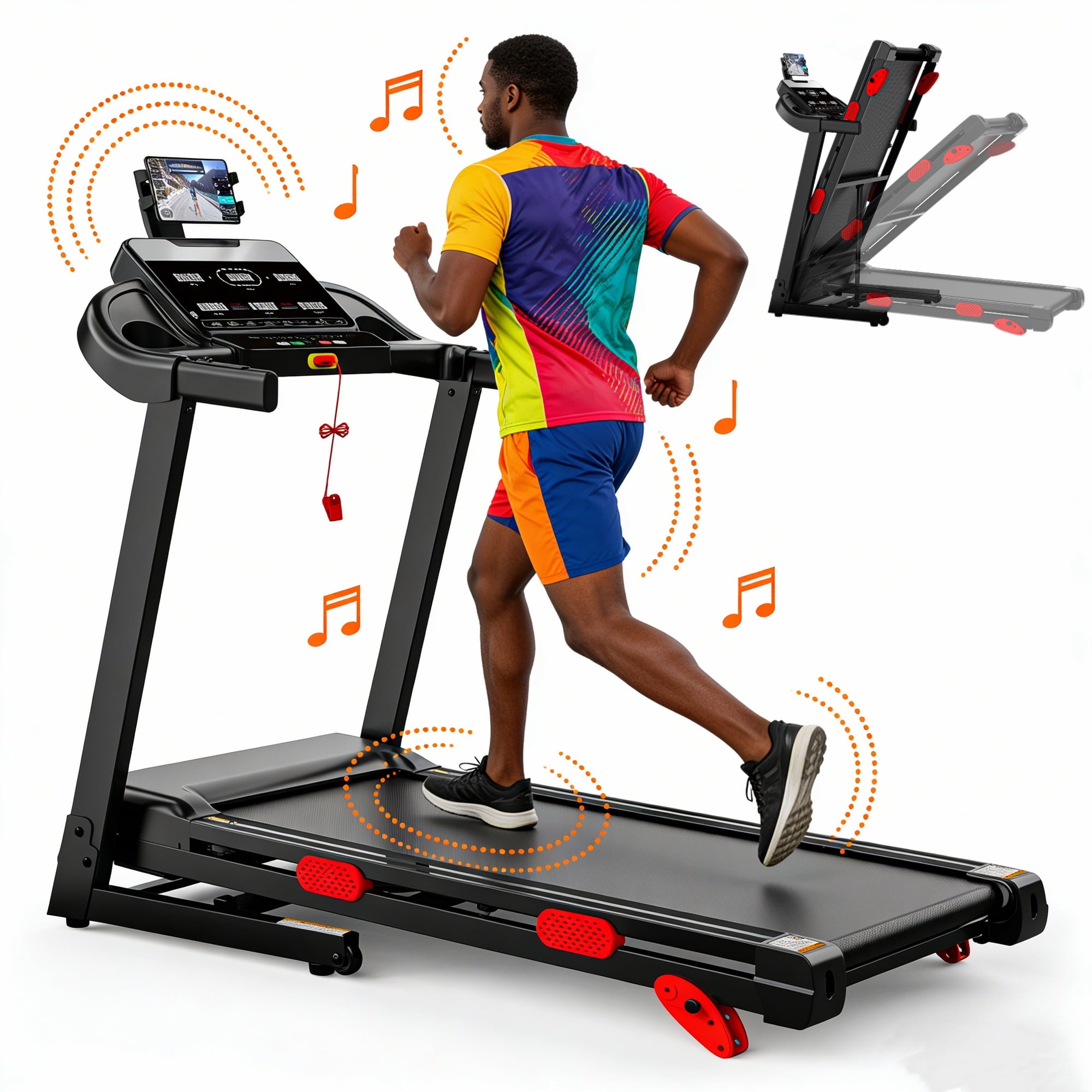 Qvamodo Treadmill with 10% Incline, Walking Pad Treadmills for Home Small, 4-in-1 Treadmill with Handles, Foldable Treadmill with 3.75 HP Quiet Brushless, 330 LBS Capacity