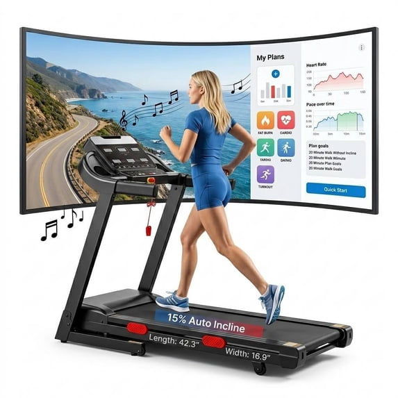 FaayFian Treadmill with Incline, 3.8 HP Foldable Treadmills for Home, Brushless Motorized Incline Treadmill, Treadmill for Home with 12% Auto Incline, 330 LBS Capacity