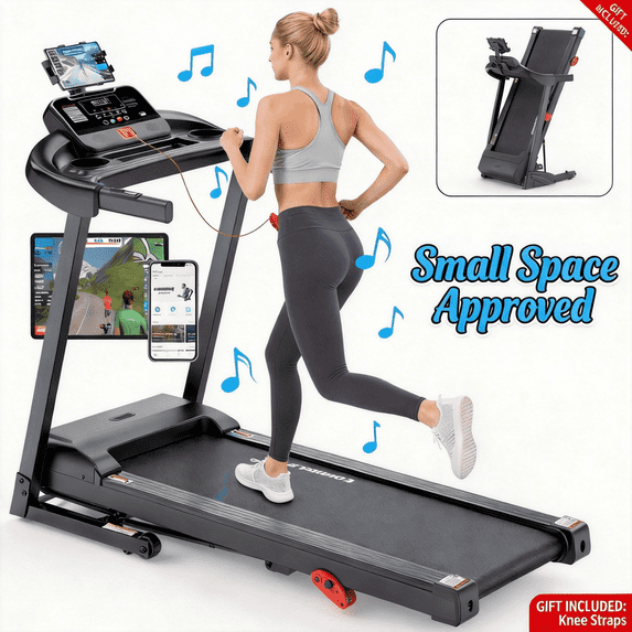 ODYAAZ Treadmill with Incline and Handle Bar, 3.1HP Treadmill for Home Small Space,0.6-7.5MPH Portable folding Treadmill, 300LBS, walking, running exercise treadmill, 2026 Upgrade