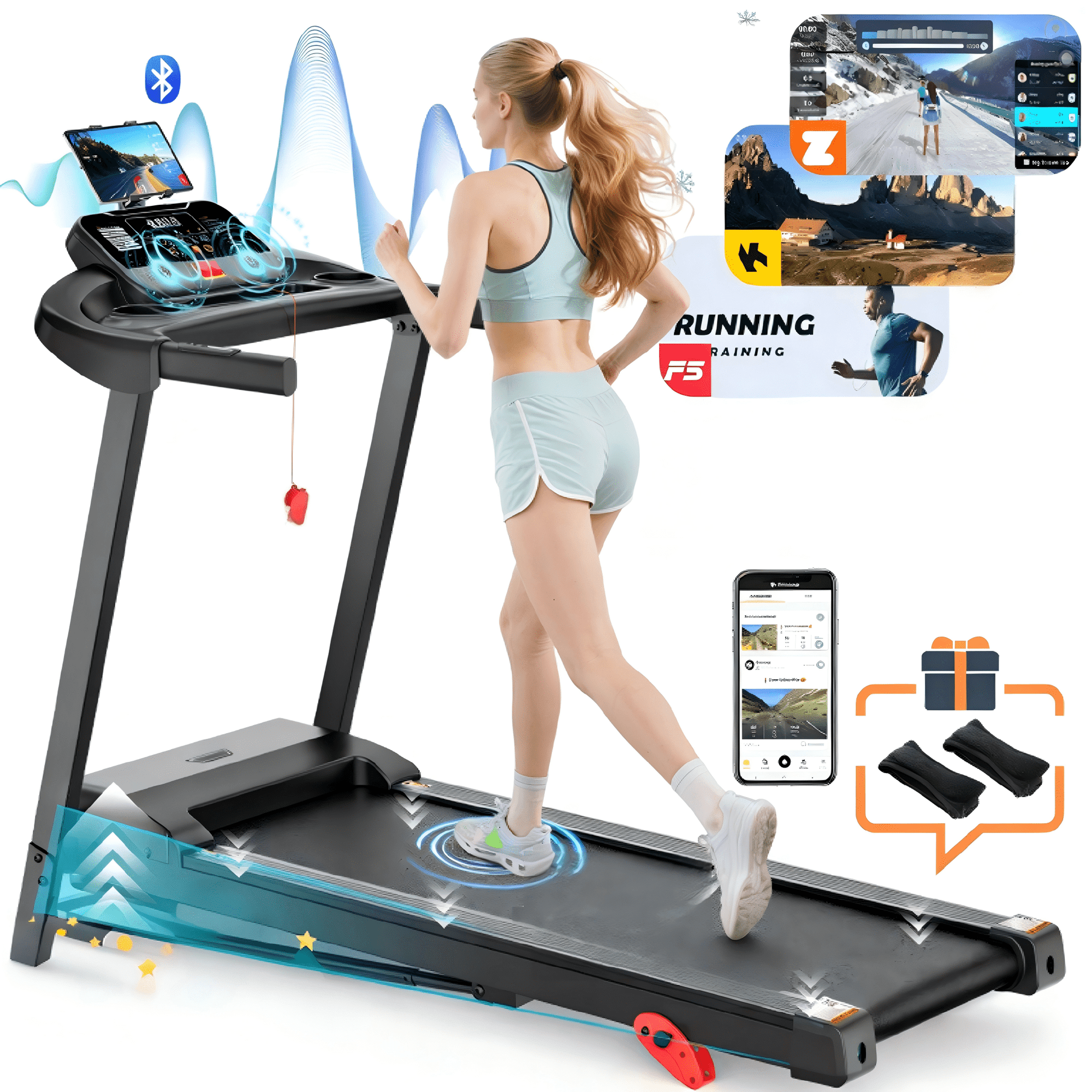 WNANEEZ Treadmill with Incline,Portable Treadmills for Home Small, Incline Walking Pad Treadmill with Handle Bar, Walking Pad Foldable with 3.0HP Quiet Brushless, LED Display, 320LBS Capacity