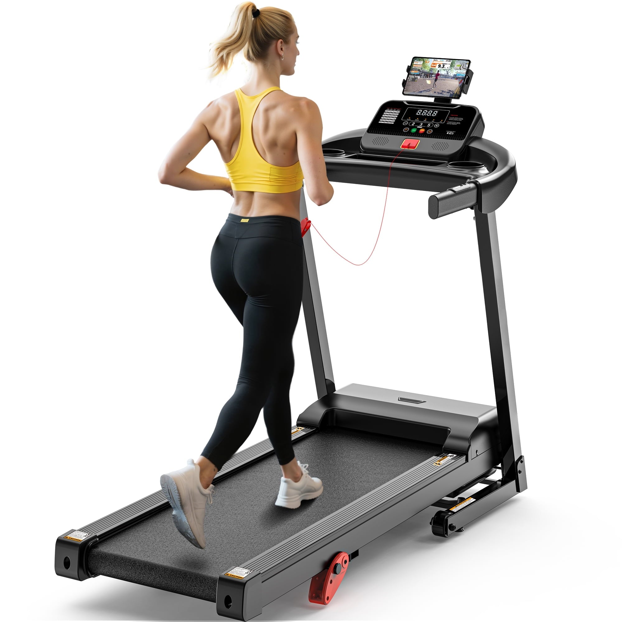 FaayFian Treadmill with 0-9% Adjustable Incline, 3.8 HP Folding for Home Running,7.5 MPH Max Speed, 320 lbs Weight Capacity,Bluetooth Speaker.