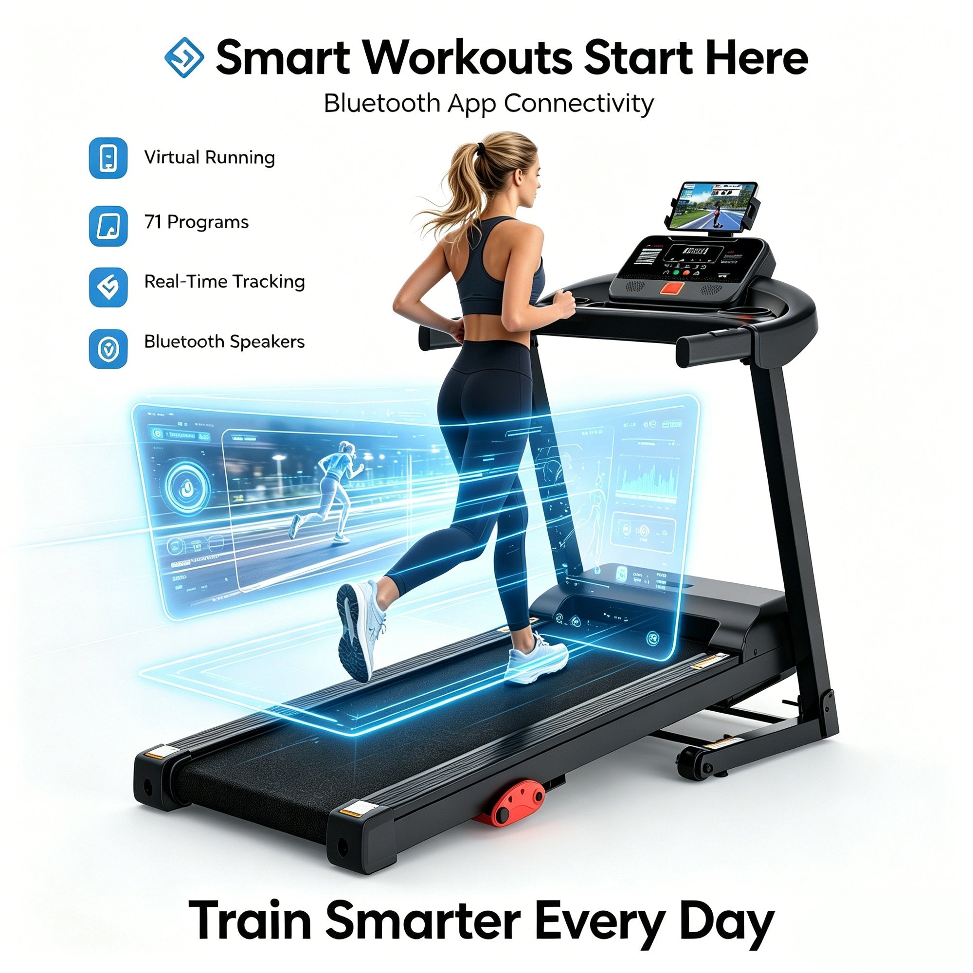 ODYAAZ Treadmills for Home 3.5HP Quiet Foldable Treadmill with Incline, Portable Walking Pad with Handle Bar, Walking Pad Treadmill for Running and Jogging with 330 LBS Capacity