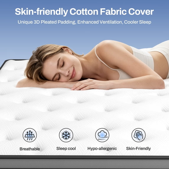 OXIBYPU Queen Mattress In a Box, 14 Inch Queen Mattress With Memory Foam and Hybrid Pocket Spring Support, Medium Comfort Mattress Queen Size, Cooling Sleep Surface, Motion Isolation, Durable Support