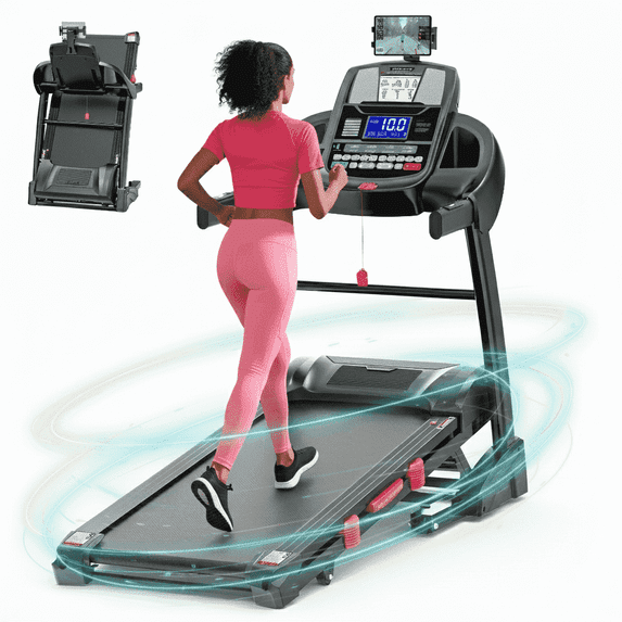 WNANEEZ 4.75 HP Treadmill with Auto Incline, Running Treadmills for Home, Folding Treadmill with Handle Bars, Speaker, Treadmill 300 lb Capacity
