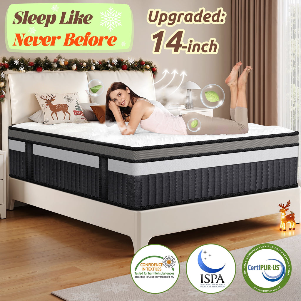 WNANEEZ King Size Mattress in a Box, 14 Inch Gel Memory Foam Mattress for Cool Night & Pressure Relief, Medium Plush Feel with Motion Isolating, Breathable Fabric
