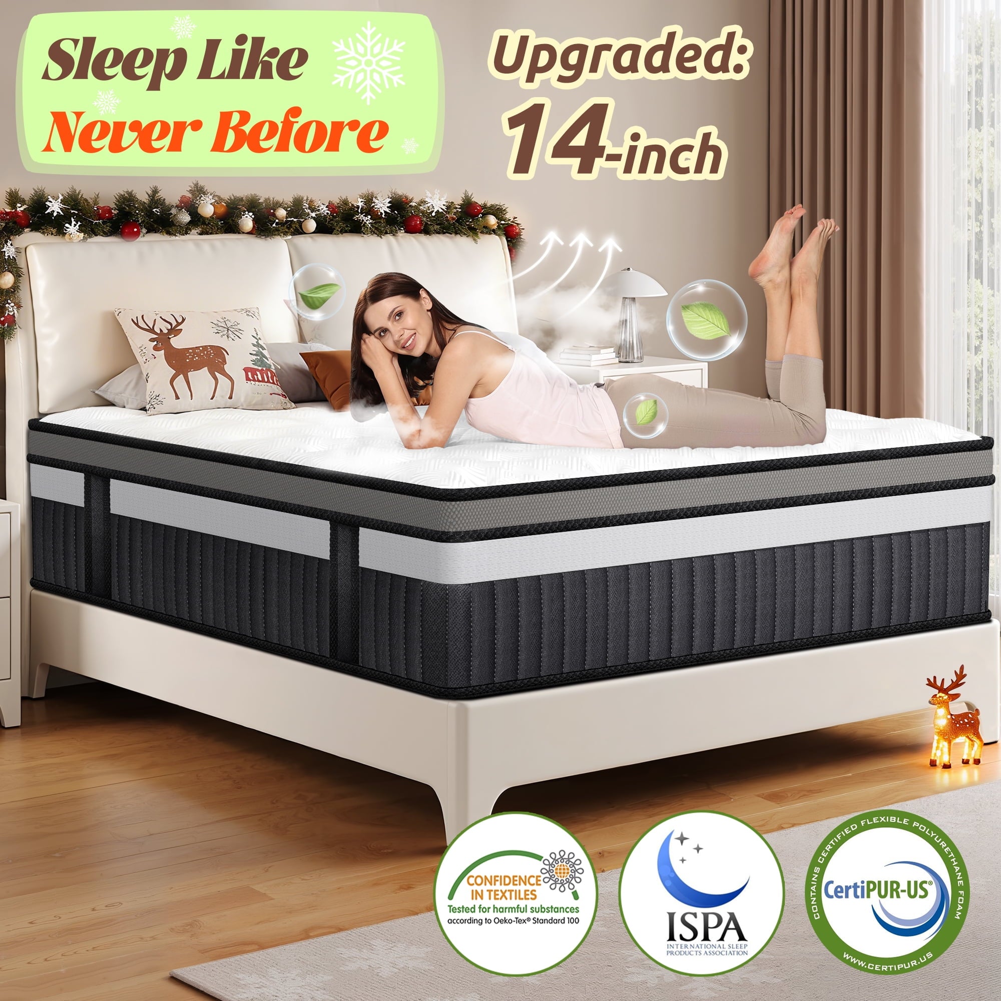 WNANEEZ King Size Mattress in a Box, 14 Inch Gel Memory Foam Mattress for Cool Night & Pressure Relief, Medium Plush Feel with Motion Isolating, Breathable Fabric