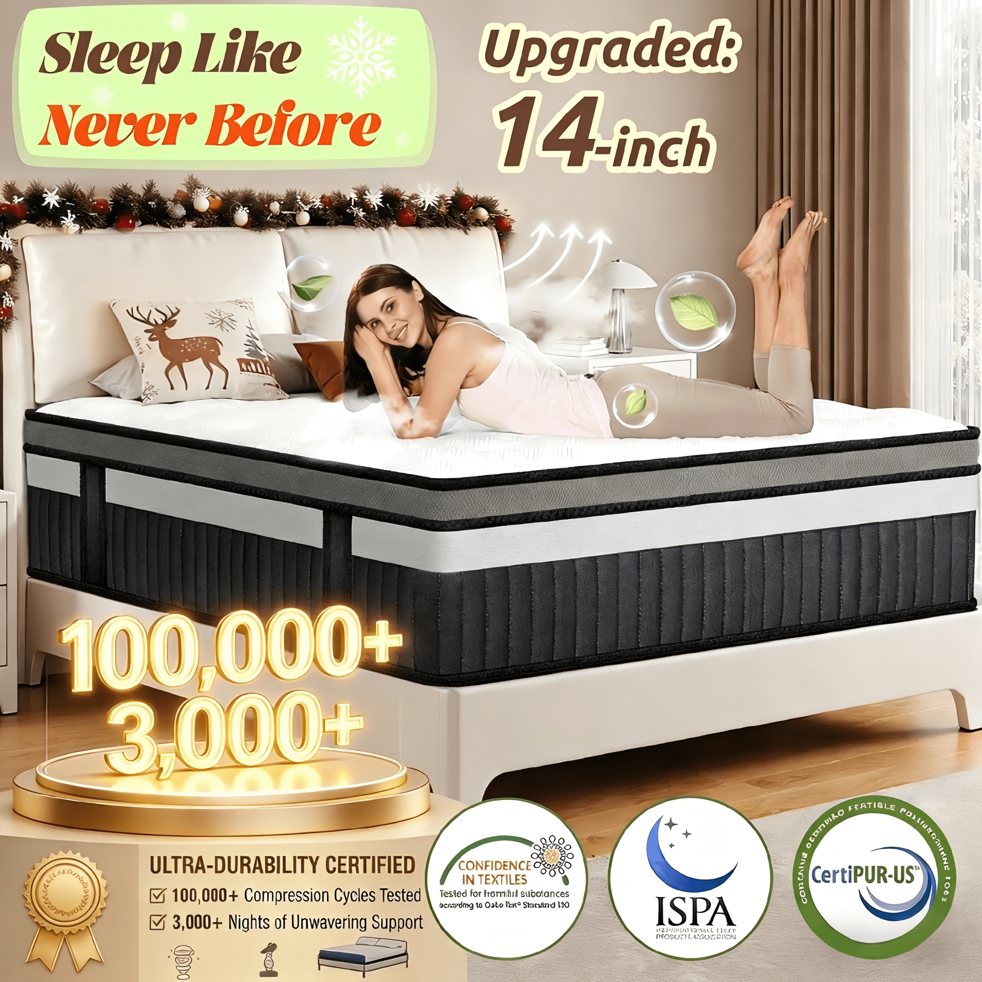 WNANEEZ King Size Mattress in a Box, 14 Inch Gel Memory Foam Mattress for Cool Night & Pressure Relief, Medium Plush Feel with Motion Isolating, Breathable Fabric