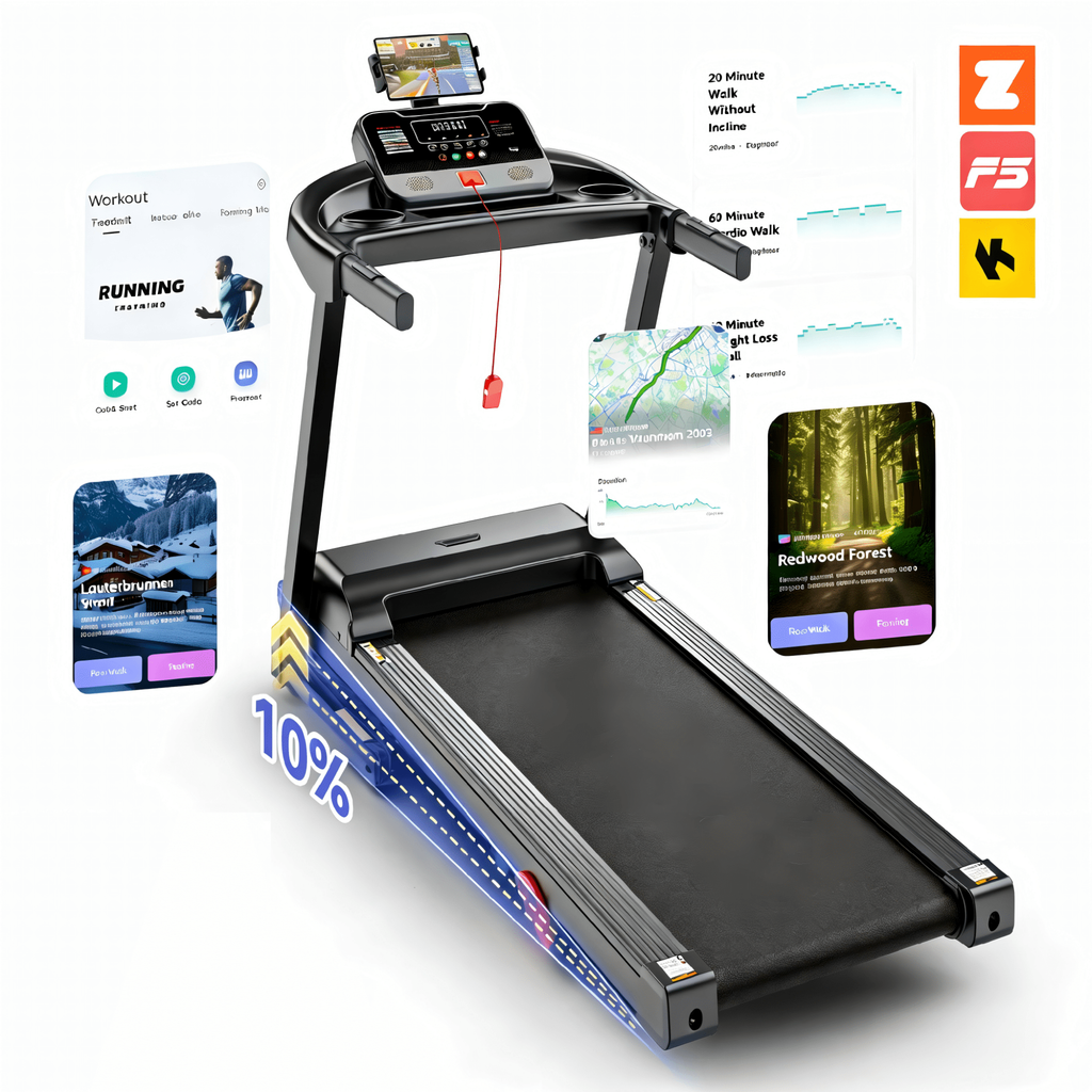 AQUGOKS Walking Treadmill Pad with Incline - Portable Incline Treadmill, Walking Pad with Handle Bar, 3.0HP Low Noise, 3 in 1 Treadmills for Home, Office,Wide Belt, App, Heart Rate