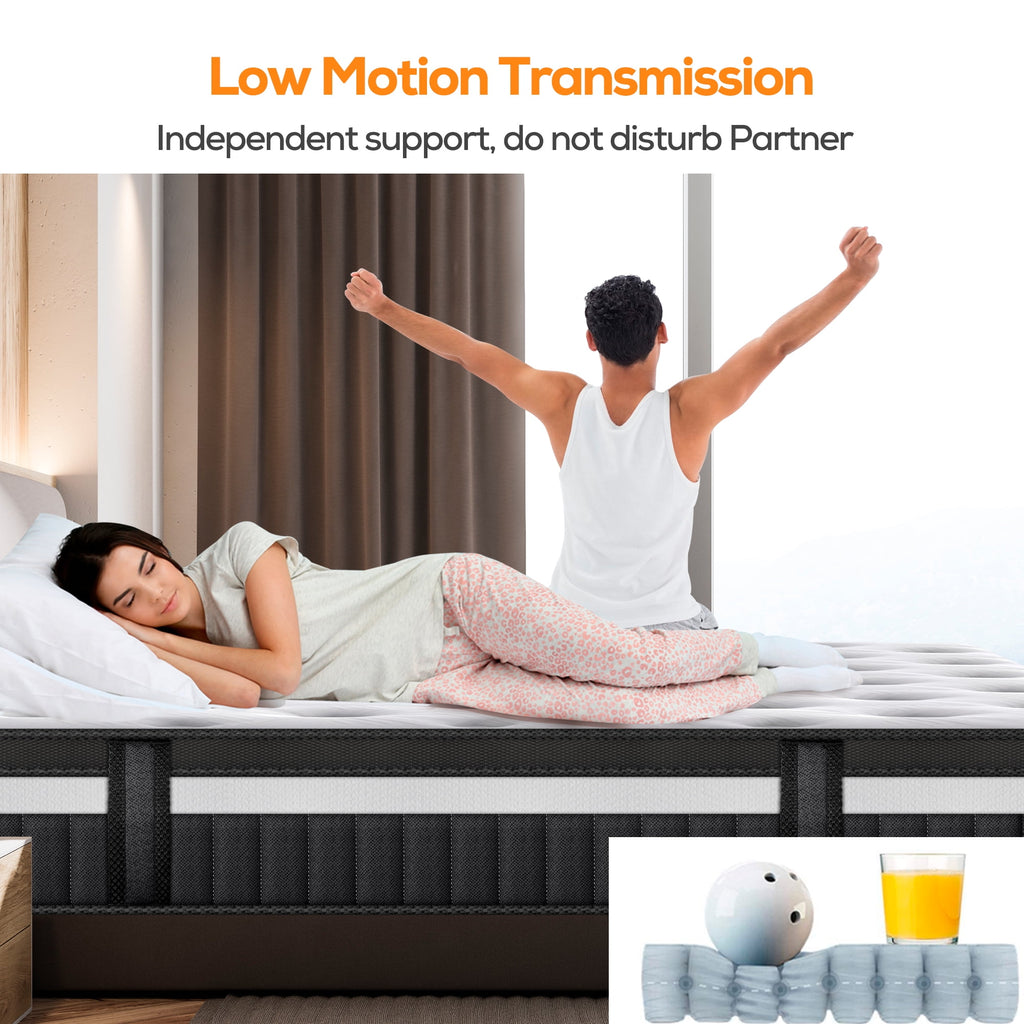 Qvamodo Queen Mattress, Qvamodo14in Gel Mattress in a Box, Medium Firm, Motion Isolation, Breathable, White