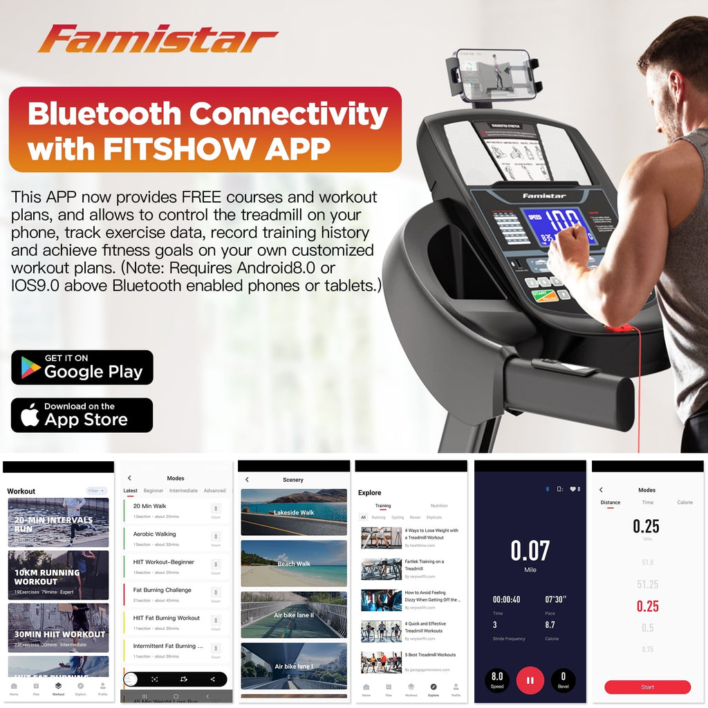 Campmoy 5.0HP 300LB Capacity Treadmill for Home, Foldable Treadmill w/ 15% Auto Incline, Immersive Run w/ Smart APP, 64+7 Workout Programs, 10MPH, Shock-Absorbing Exercise Treadmill for Walking Running