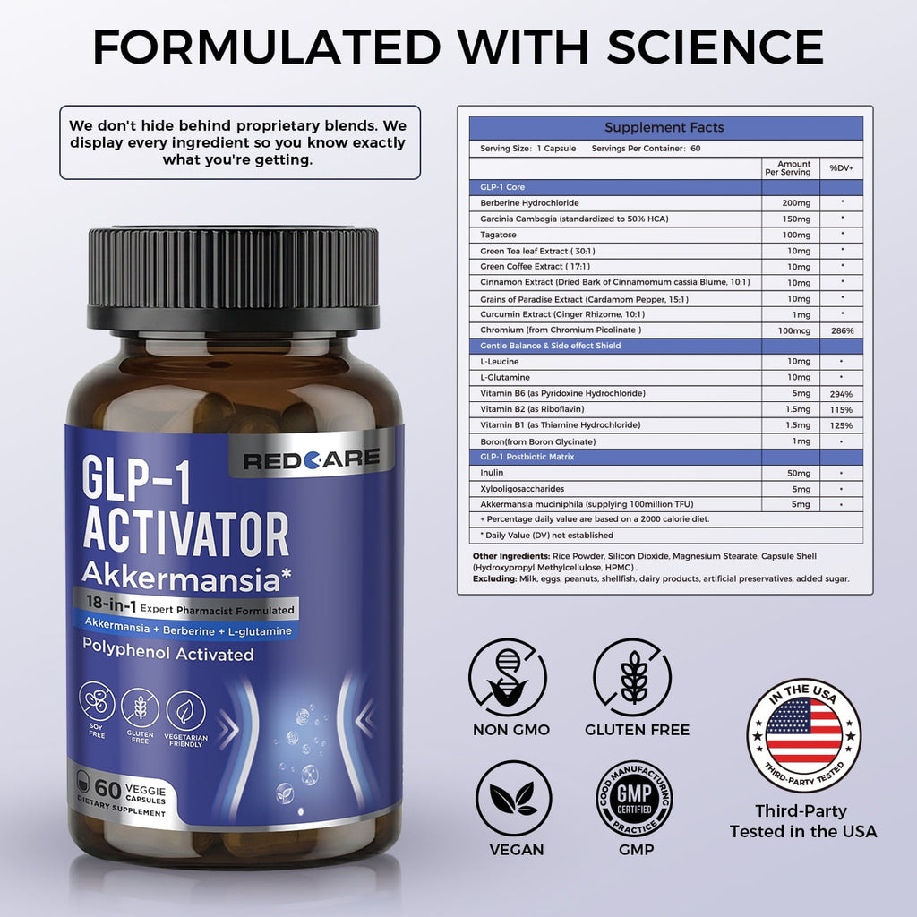MAJUNES GLP-1 Probiotic Formula, 18 in 1 Supplement with Berberine, Probiotics & Prebiotics, GLP Probiotics Complex Blend, Green Tea Extract, Chromium, Botanical Ingredients, 60 Veggie Capsules