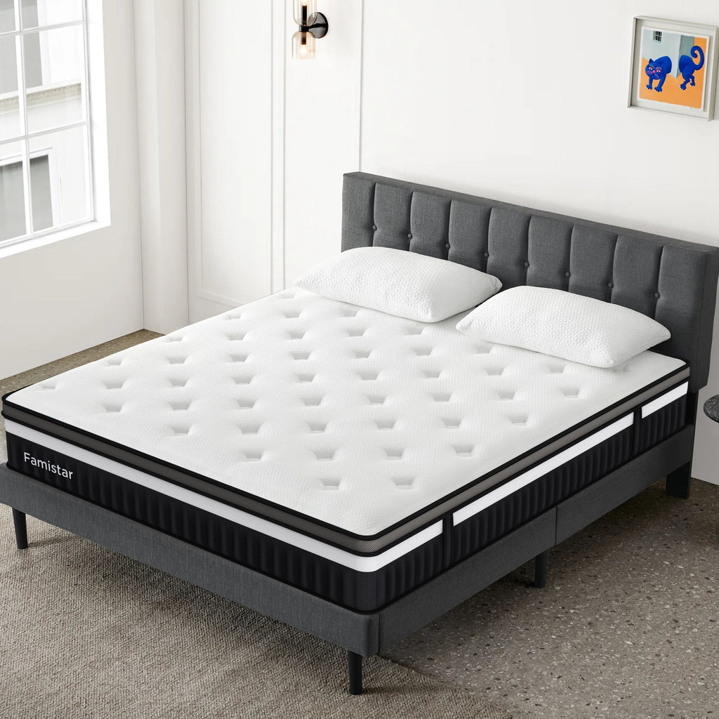 FaayFian 14in Memory Foam Mattress, Queen Mattress in a Box, Gel Mattress with Motion Isolation, Medium Firm, CertiPUR-US Certified, White