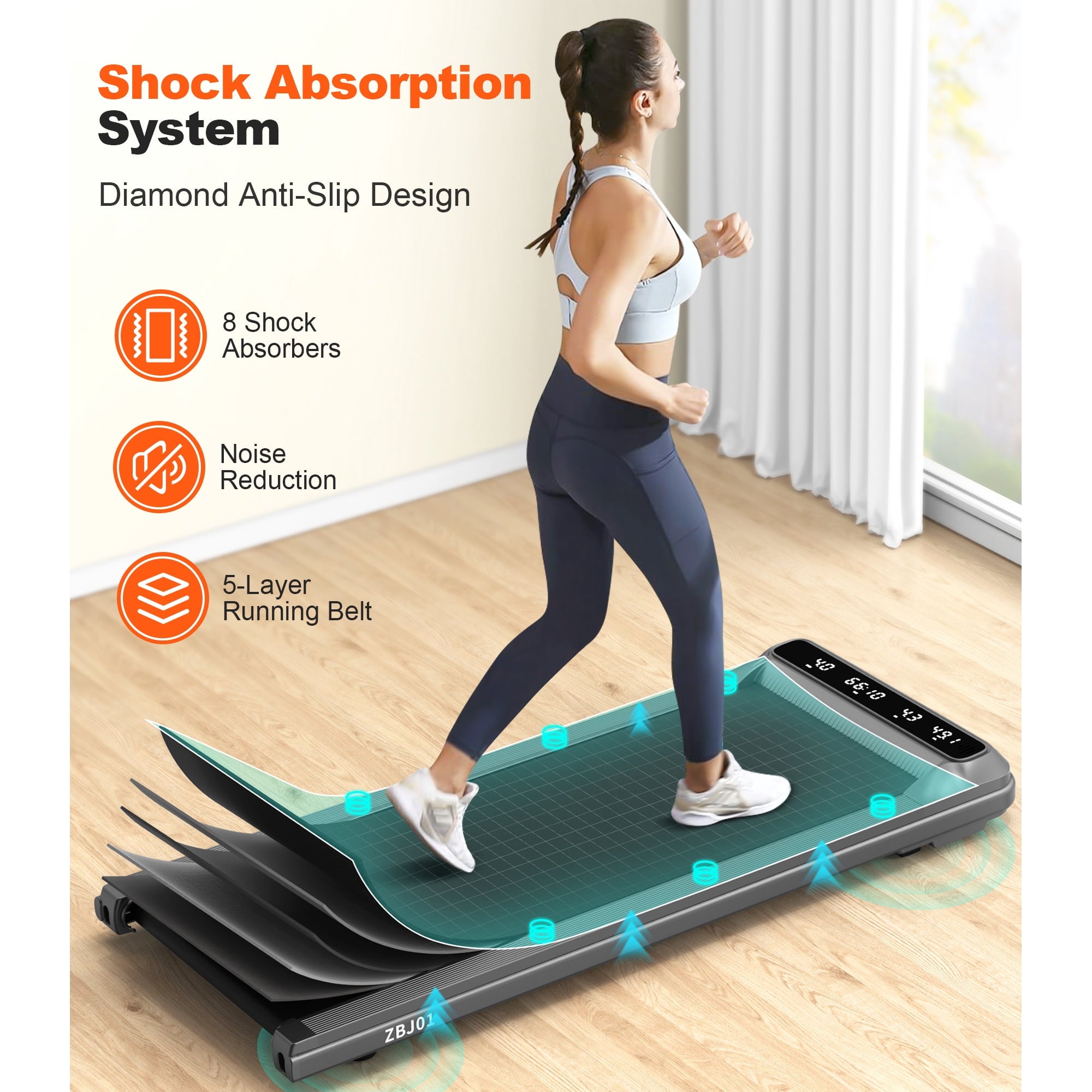 Famistar 2.5HP Treadmill Walking Pad, Famistar 2-in-1 Portable Electric Exercise Treadmill, Under Desk Treadmill with Remote Control, 265LB Capacity, HiFi Bluetooth Speaker, 0.5-4Mph Speed, for Home & Office