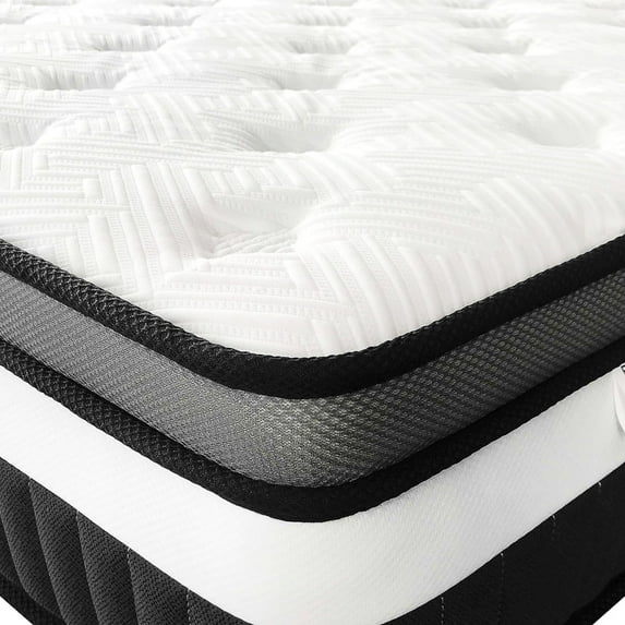 FaayFian Queen Size Mattress, 14" Medium Firm Spring Hybrid Mattress In a Box,Motion Isolation, Memory Foam Mattress for Cool Sleep, Pressure Relief, Easy Shipping Compressed Mattress