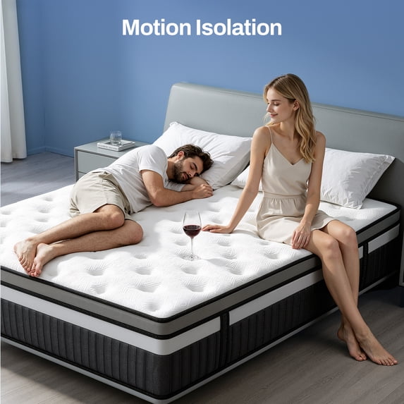 OXIBYPU Upgraded Queen Mattress , Queen Size Mattress In a Box, Hybrid Memory Foam Mattress With Cooling Gel Foam and Pocket Springs, Medium Feel, Spine Alignment, Pressure Relief, Durable Support