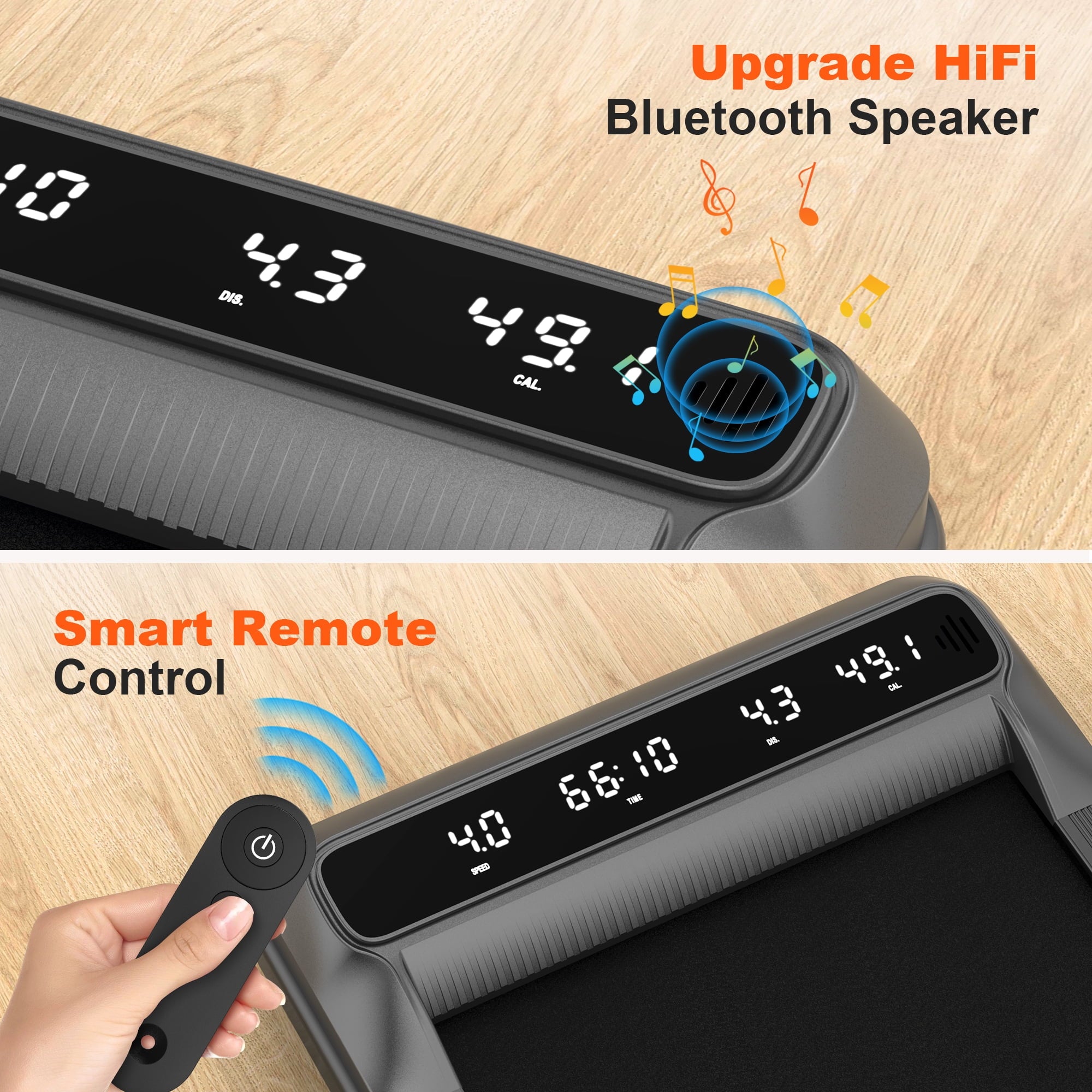 Famistar 2.5HP Treadmill Walking Pad, Famistar 2-in-1 Portable Electric Exercise Treadmill, Under Desk Treadmill with Remote Control, 265LB Capacity, HiFi Bluetooth Speaker, 0.5-4Mph Speed, for Home & Office