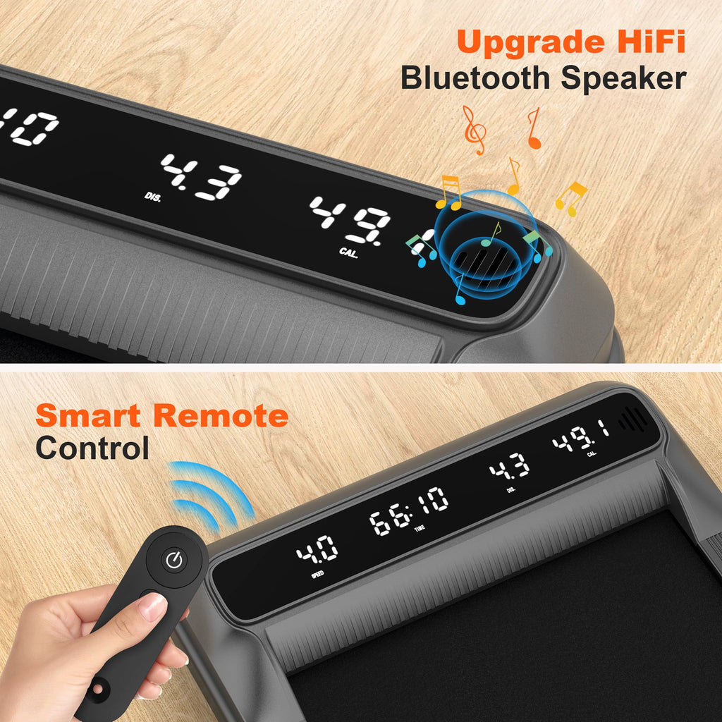 Famistar 2.5HP Treadmill Walking Pad, Famistar 2-in-1 Portable Electric Exercise Treadmill, Under Desk Treadmill with Remote Control, 265LB Capacity, HiFi Bluetooth Speaker, 0.5-4Mph Speed, for Home & Office