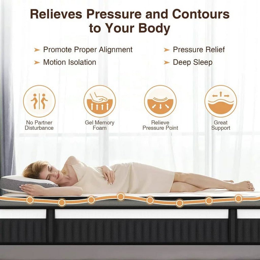 FaayFian Queen Size Mattress, 14" Hybrid Gel Memory Foam Mattress In a Box, Cooling Breathable, Medium Firm w/ Strong Support & Pressure Relief, CertiPUR-US Certified