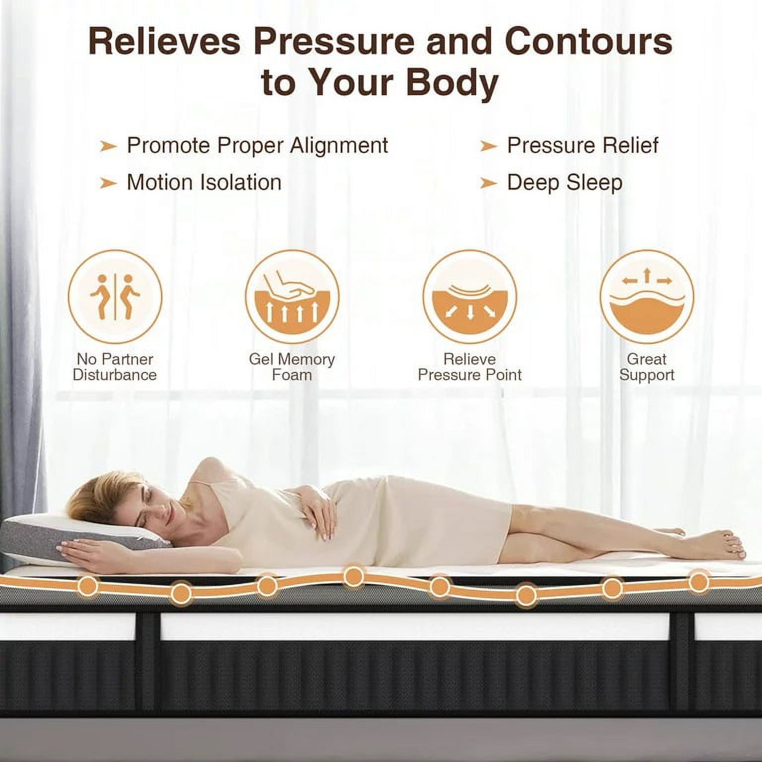 MAJUNES King Mattress, 14 Inch Memory Foam Hybrid Bed, Medium Firm with Motion Isolation, Zoned Pressure Relief, Breathable and Cooling Fabric, CertiPUR-US Certified