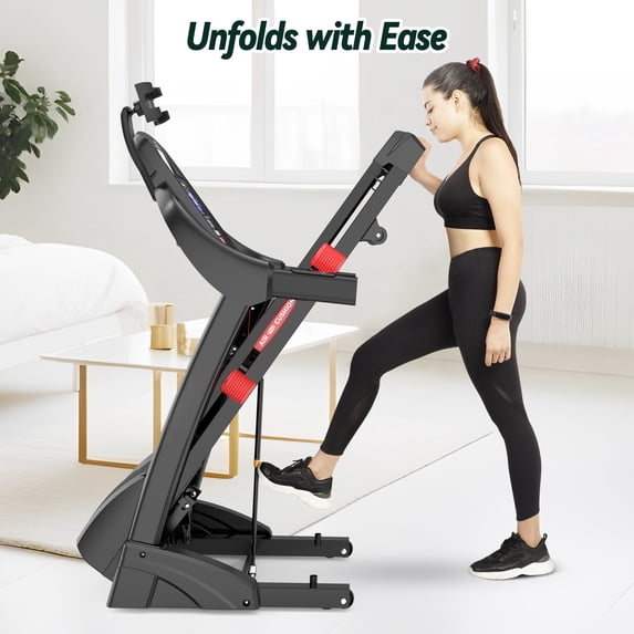 WNANEEZ Folding Treadmill for Home with 15 Levels Auto Incline,4.5HP Portable Treadmill 300 lbs with 64 Programs,10MPH,APP, Bluetooth, Shock Absorption Deck