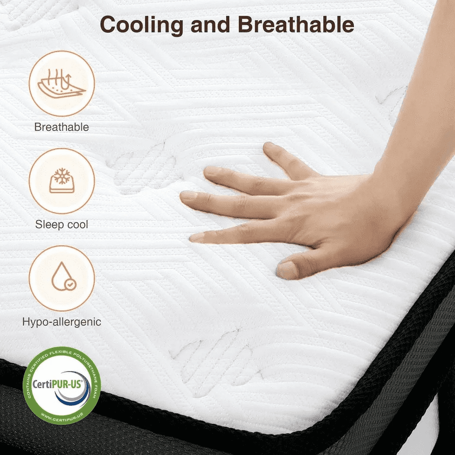 FaayFian 14 Inch King Size Memory Foam Mattress, Fiberglass Free, Medium Firm Feel, Zoned Pressure Relief, Certified Safe Foams & Fabric, Mattress in A Box