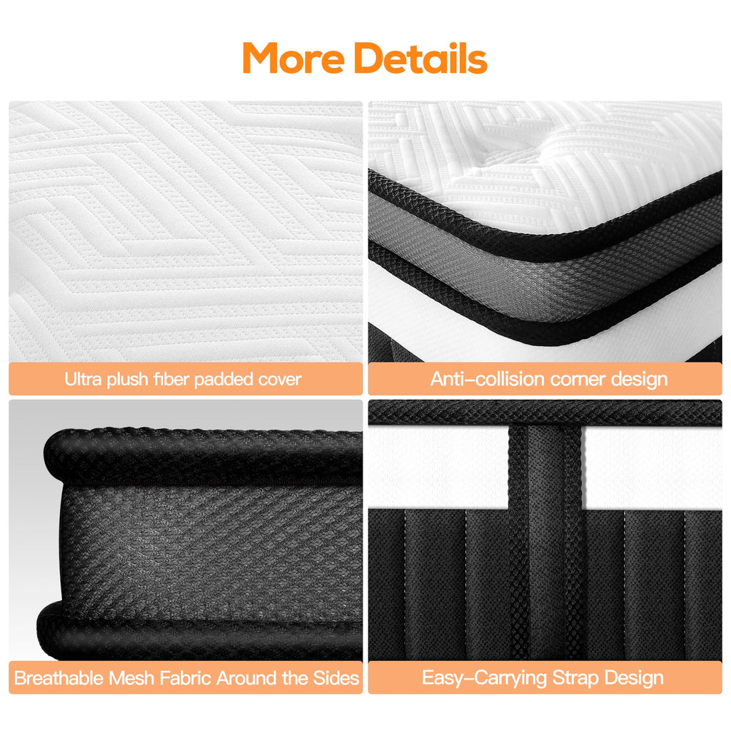 FaayFian 14" Cooling Gel Memory Foam Mattress in a Box, Pressure Relief and Breathable , Medium Firm