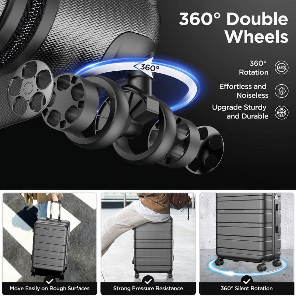 MAJUNES 11 Piece Hardside Luggage Suitcase Set with 360° Double Spinner Wheels Integrated TSA-style Lock ABS Hardshell Luggage for Travel Trips Business