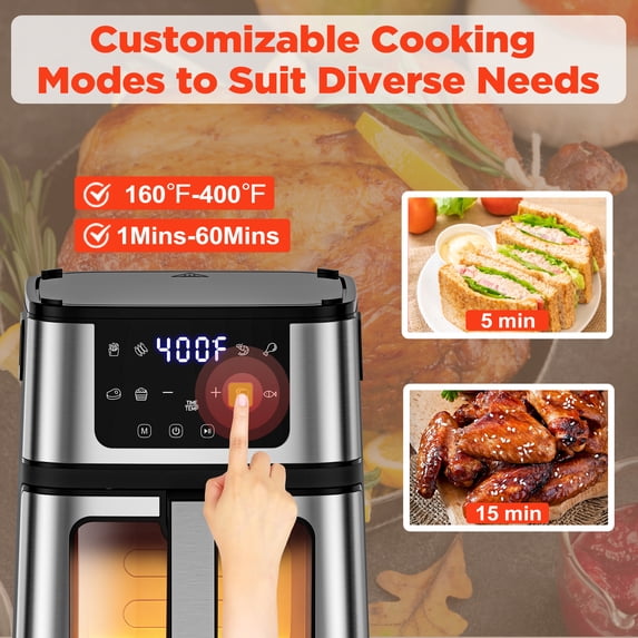 Famistar Air Fryer Oven, 8-in-1 7.5Qt Multifunction Air Fryer & Grill Pan w/ Digital LED Touch Screen, 8 Preset Cookings, Dishwasher-Safe Basket, 95% Less Oil, Nonstick Dishwasher-Safe Basket, 100Pcs Liner