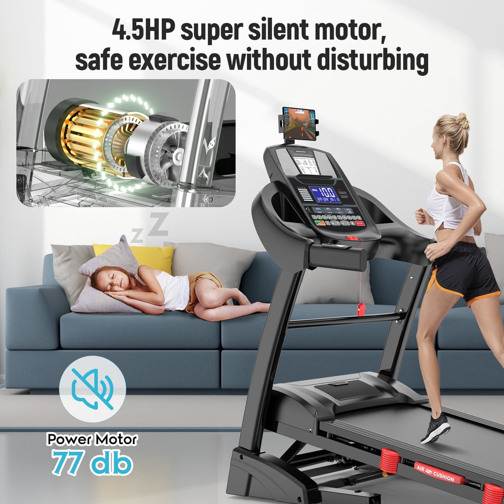 FaayFian Folding Treadmill with 4.95HP Motor, 15% Auto Incline, 10 MPH Speed, Bluetooth Speakers, FitShow APP, Shock-Absorbing Deck, 300 LB Capacity for Home Use