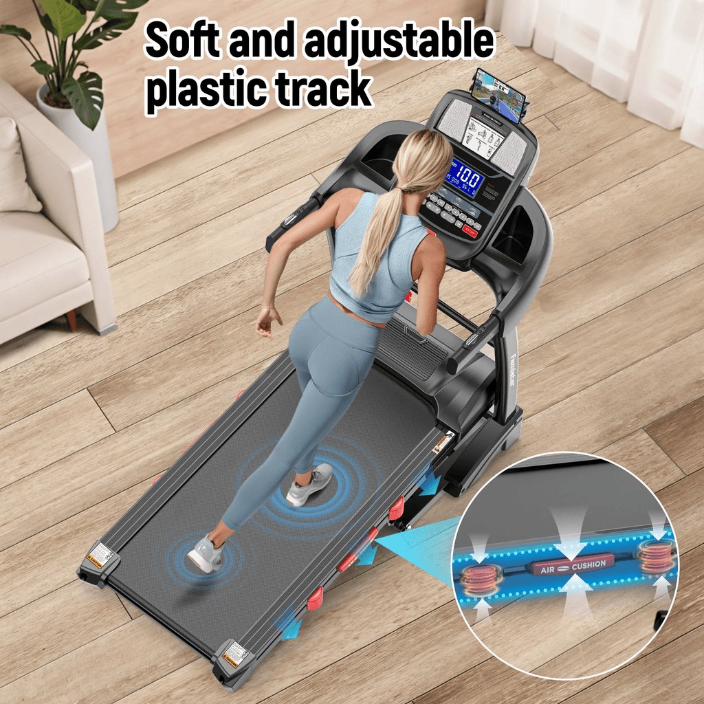 Qvamodo Foldable Treadmill with 4.8HP Motor, 20 Auto Incline Levels, Bluetooth Speakers, Smart APP Control, 300 lbs Capacity, Ideal for Home Workout