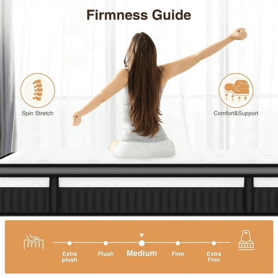 FaayFian Queen Mattress in a Box - 14 inch Queen Size Mattress Gel-Infused Memory Foam & Pocket Coils, Medium-Firm, Cooling, CertiPUR-US Certified, Queen Bed-in-a-Box, Motion Isolation