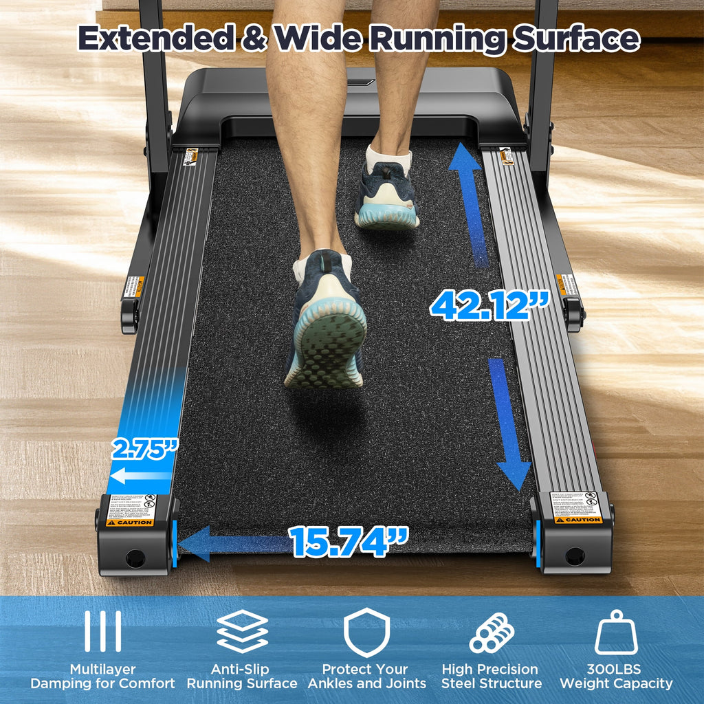 FaayFian 300lbs Folding Treadmill w/ 3HP Motor, 64+7 Programs, Incline Treadmill for Home, 7.5MPH Speed, APP Control & Bluetooth Speakers, Shock-Absorbing Running Belt, Portable Walking Jogging Treadmill